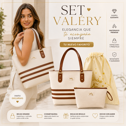 DUO Victoria - Bolso de mano+ Cosmetiquera para mujer.